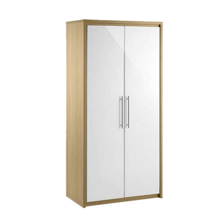 MDF Wood Wardrobe 2 Door, 90x60x200 Cm - White