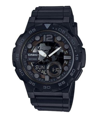 Casio AEQ-100W-1BVDF Analog-Digital Casual Watch for Men, Resin Band - Black