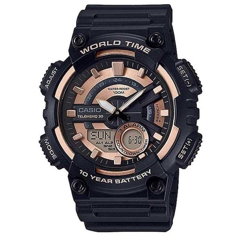 Casio AEQ-110W-1A3VDF Analog-Digital Sport Watch for Men, Resin Band - Black