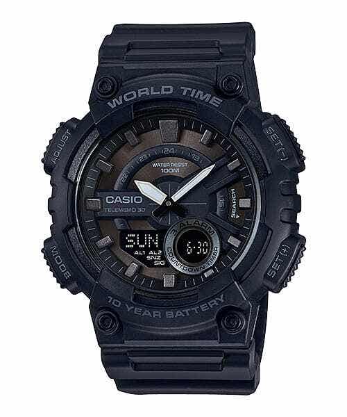 Casio AEQ-110W-1BVDF Analog-Digital Sport Watch for Men, Resin Band - Black