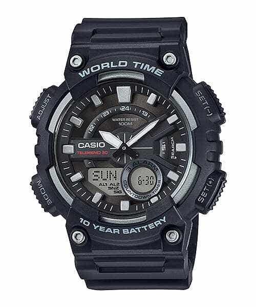 Casio AEQ-110W-1AVDF Analog-Digital Sport Watch for Men, Resin Band - Black