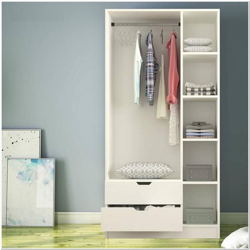 MDF Wood Open Wardrobe, 200x50x180 Cm - Off White