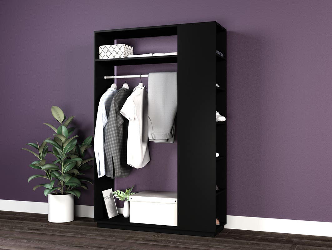 MDF Wood Open Wardrobe, 120x40x180 Cm - Black