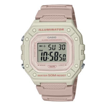 Casio W-218HC-4A2VDF Digital Resin Band, Sport Watch for Women - White Pink