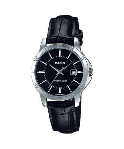 Casio LTP-V004L-1AUDF Analog Leather Band, Dress Watch for Men - Black
