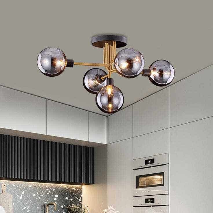 Ceiling Chandelier, 50×50 cm, 5 Lamps - Black Gold