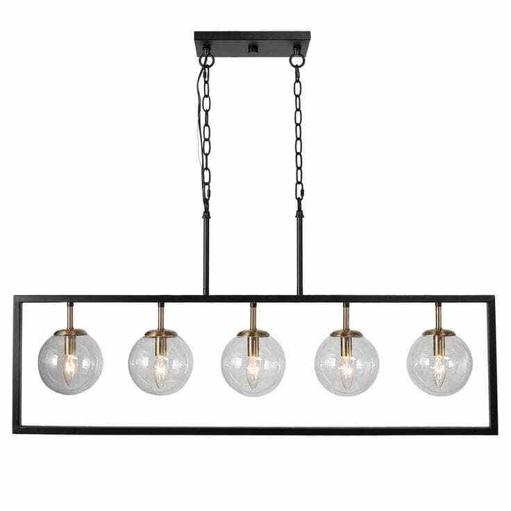 Ceiling Chandelier, 40×100 cm, 5 Lamps - Black Gold
