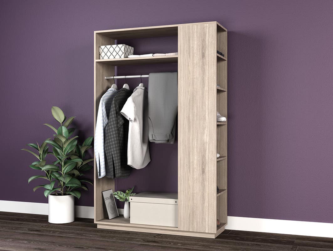MDF Wood Open Wardrobe, 120x40x180 Cm - Beige