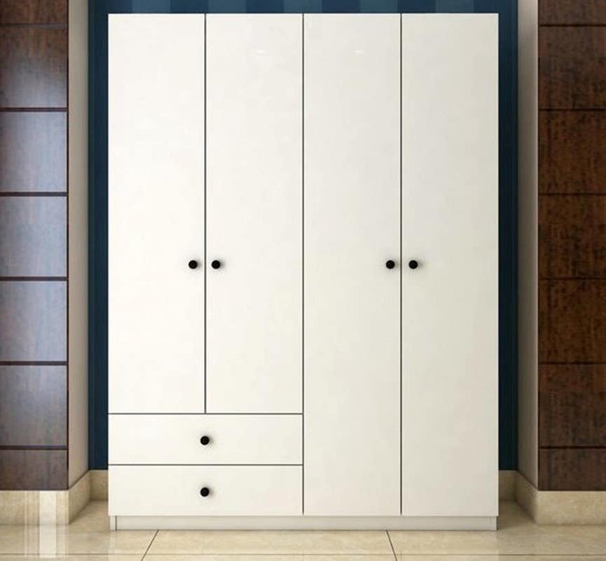 MDF Wood Wardrobe 4 Door, 200x60x150 Cm - White