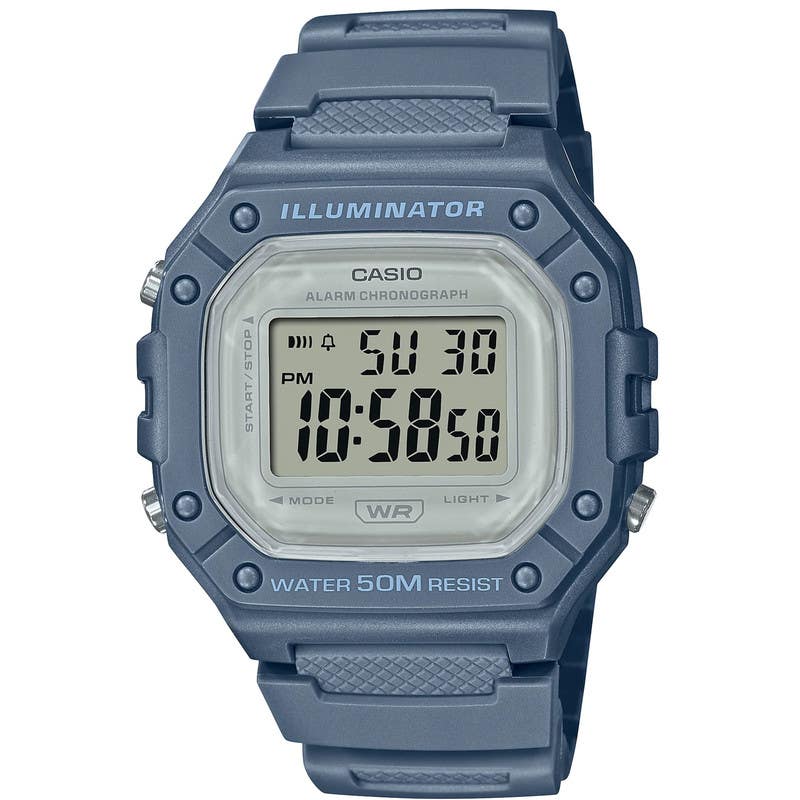 Casio W-218HC-2AVDF Digital Sport Watch for Men, Resin Band - Gold