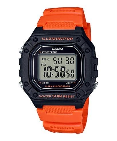 Casio W-218H-4B2VDF Digital Casual Watch for Men, Resin Band - Orange