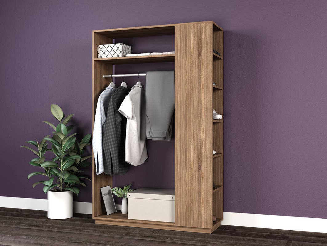 MDF Wood Open Wardrobe, 120x40x180 Cm - Brown