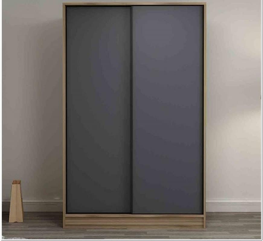 MDF Wood Wardrobe with Sliding Doors, 120x60x200 Cm - Black