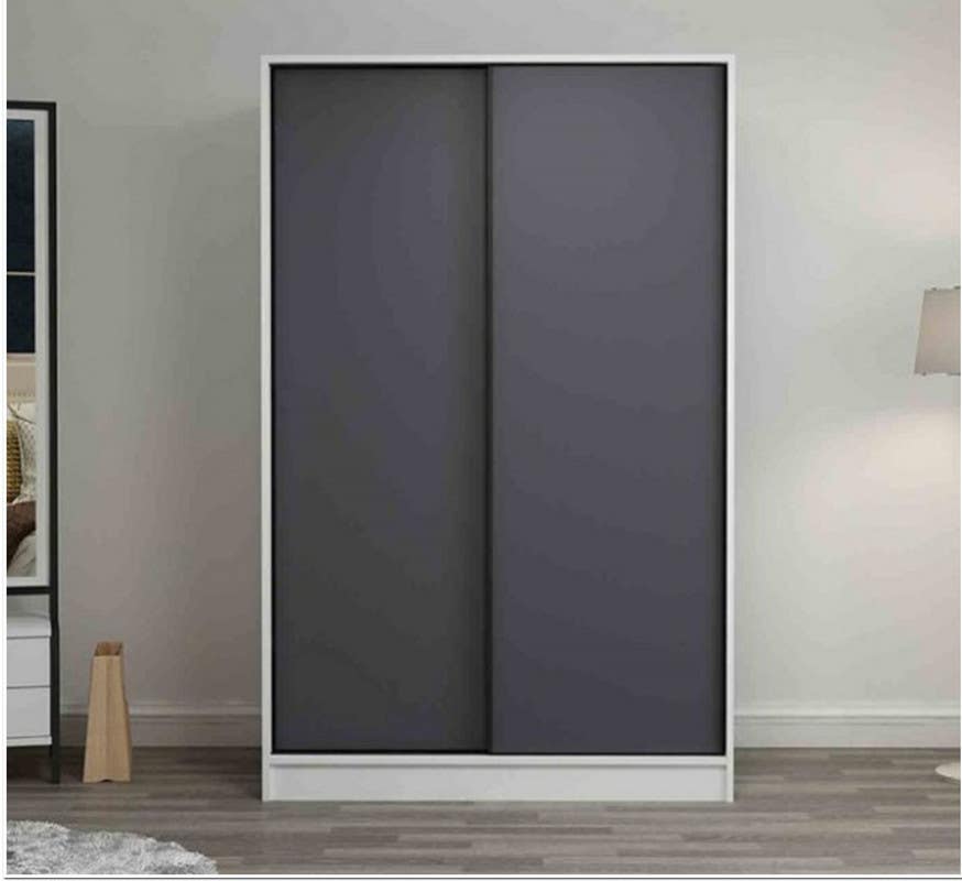MDF Wood Wardrobe with Sliding Doors, 120x60x200 Cm - Grey