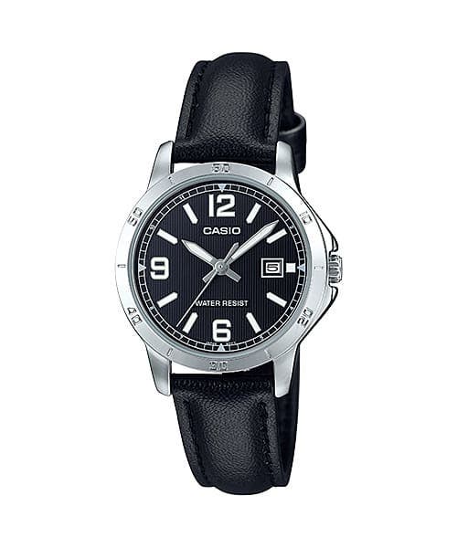 Casio LTP-V004L-1BUDF Analog Casual Watch for Women, Leather Band - Black