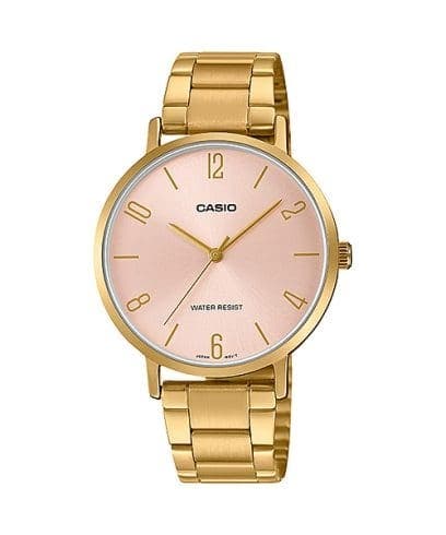 Casio LTP-VT01G-4BUDF Analog Stainless Steel Band, Dress Watch for Men - Gold