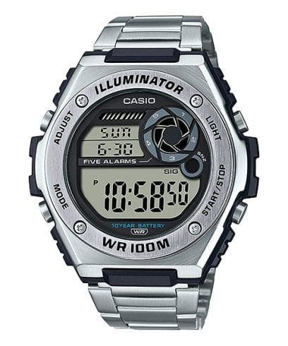 Casio MWD-100HD-1AVDF Digital Stainless steel Band, Sport Watch for Men - Silver