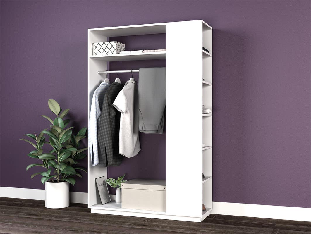 MDF Wood Open Wardrobe, 120x40x180 Cm - White