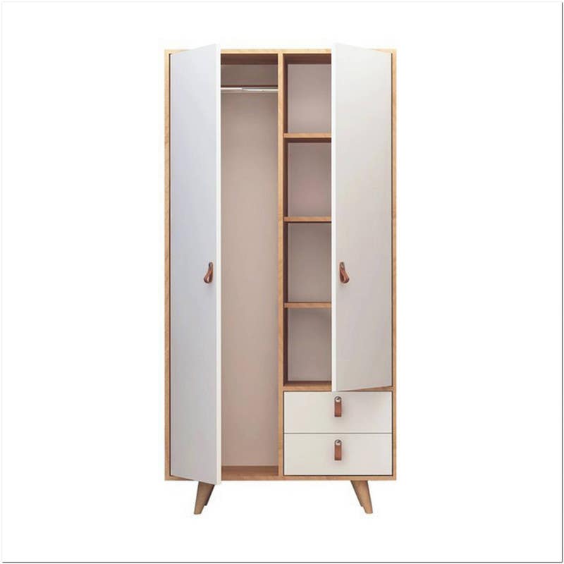 MDF Wood Wardrobe 2 Door, 90x50x180 Cm - White