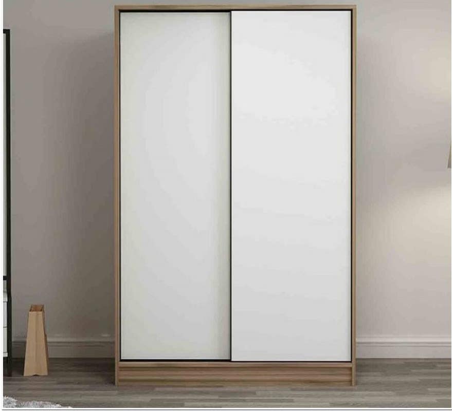 MDF Wood Wardrobe with Sliding Doors, 120x60x200 Cm - Brown
