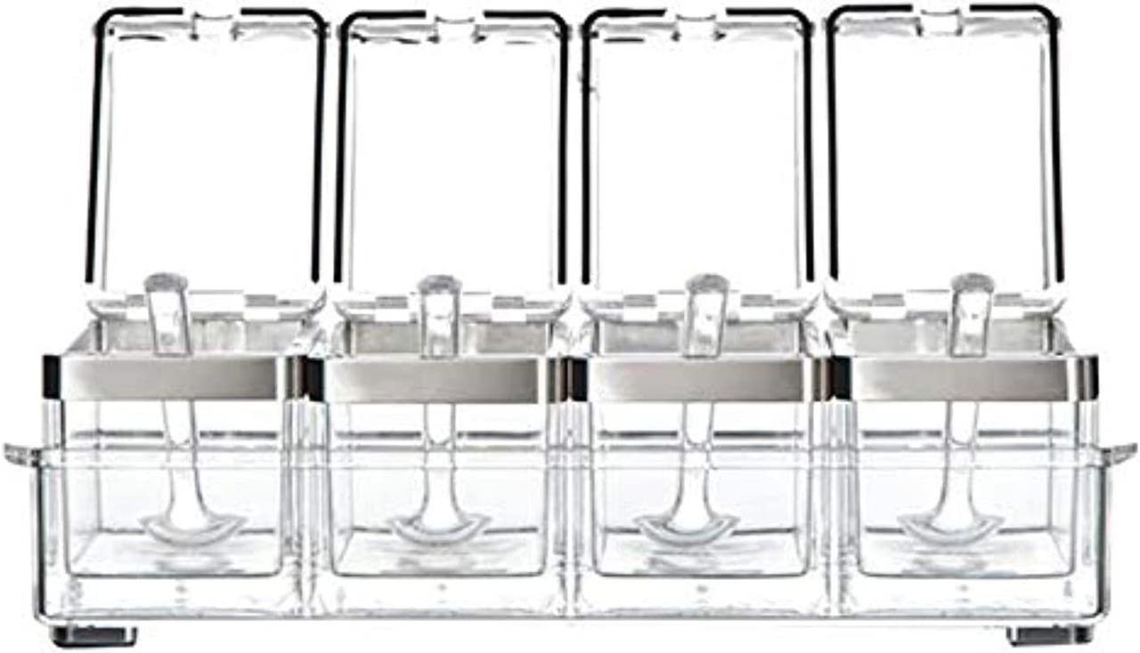 Generic Acrylic Spice Jar Set, 4 Pieces - Clear