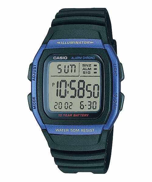 Casio W-96H-2AVDF Digital Casual Watch for Boys, Resin Band - Black Blue