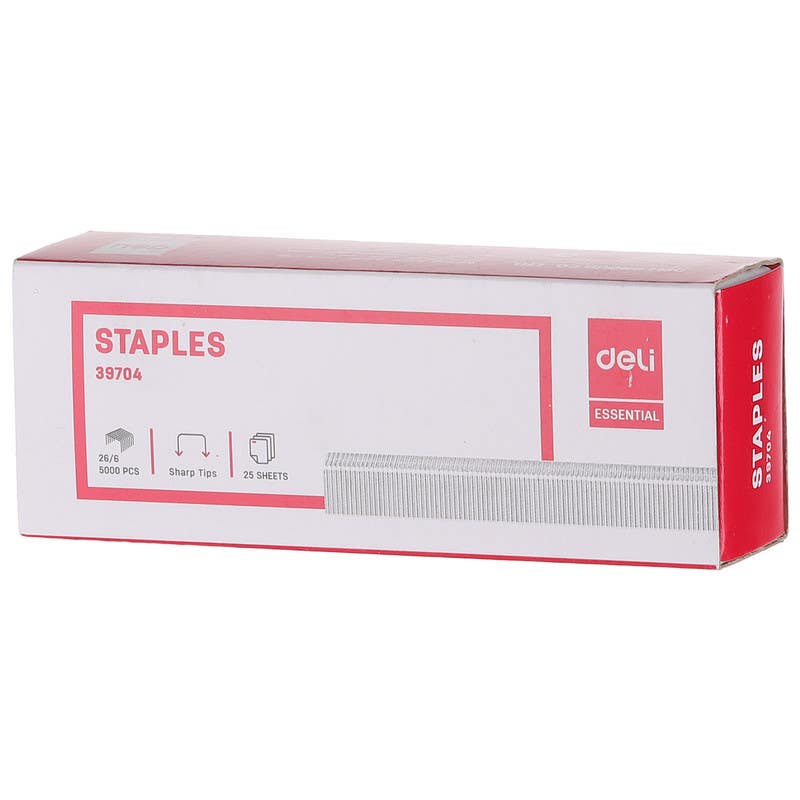 Deli 39704 Staples, 5000 Pieces - Silver