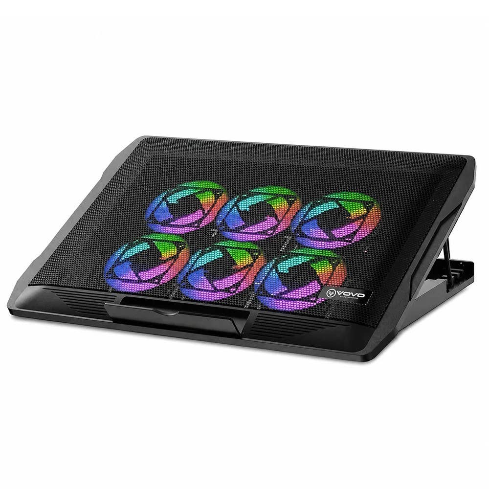 VOVO V-05 Laptop Cooling Pad, 36×25.5×2.5 cm, 6 Fans - Black