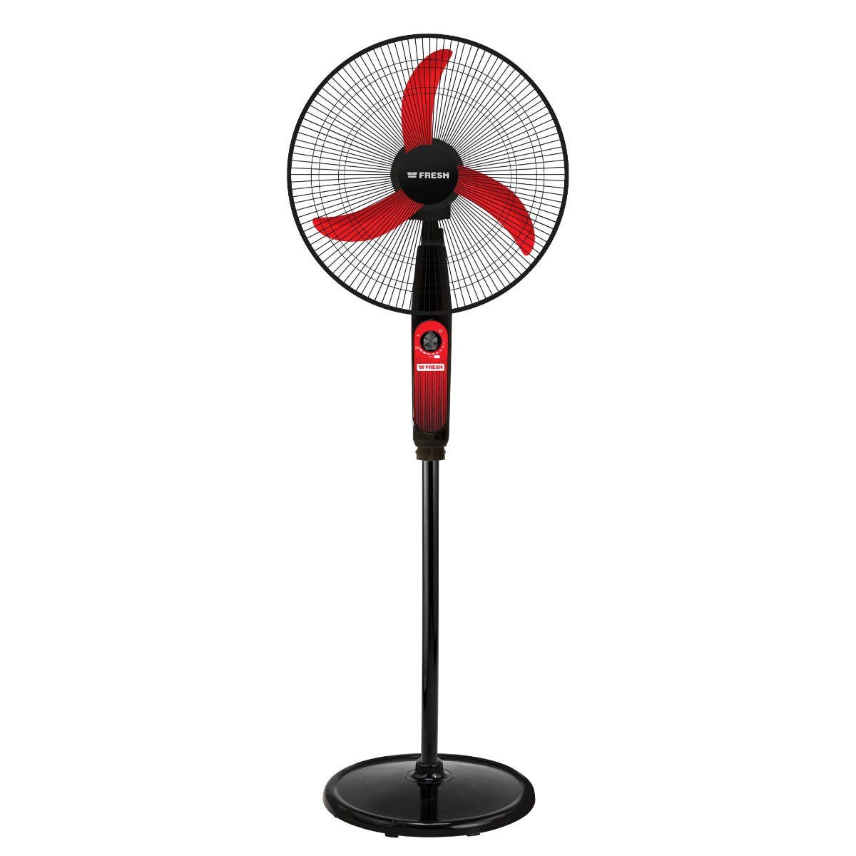 Fresh Ghost Stand Fan, 18 Inch, 3 Blades, Multi-Speed ​​- Black Red