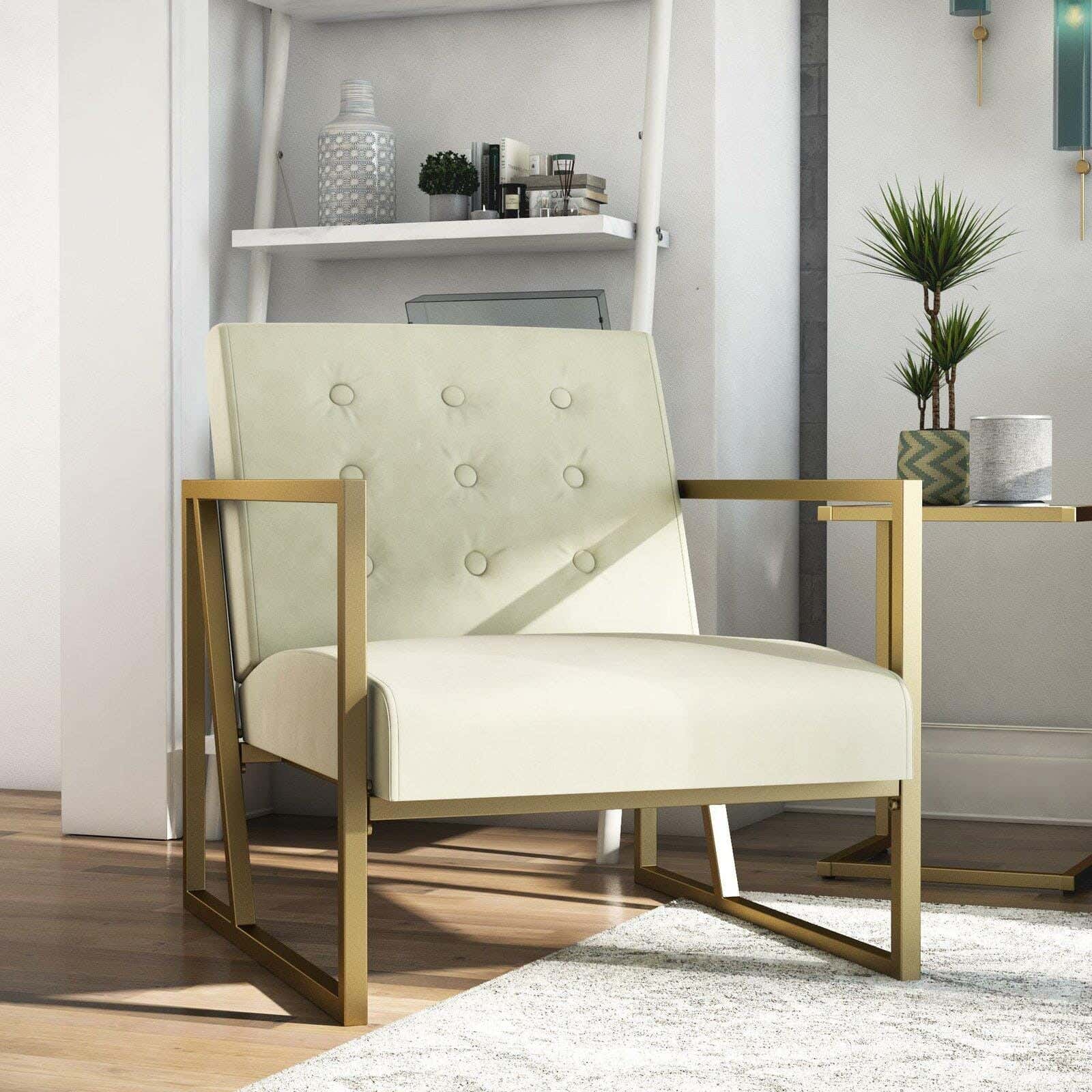 Metal Chair, 80 Electrostatic Paint, × 80 × 80 cm - Off-White Gold