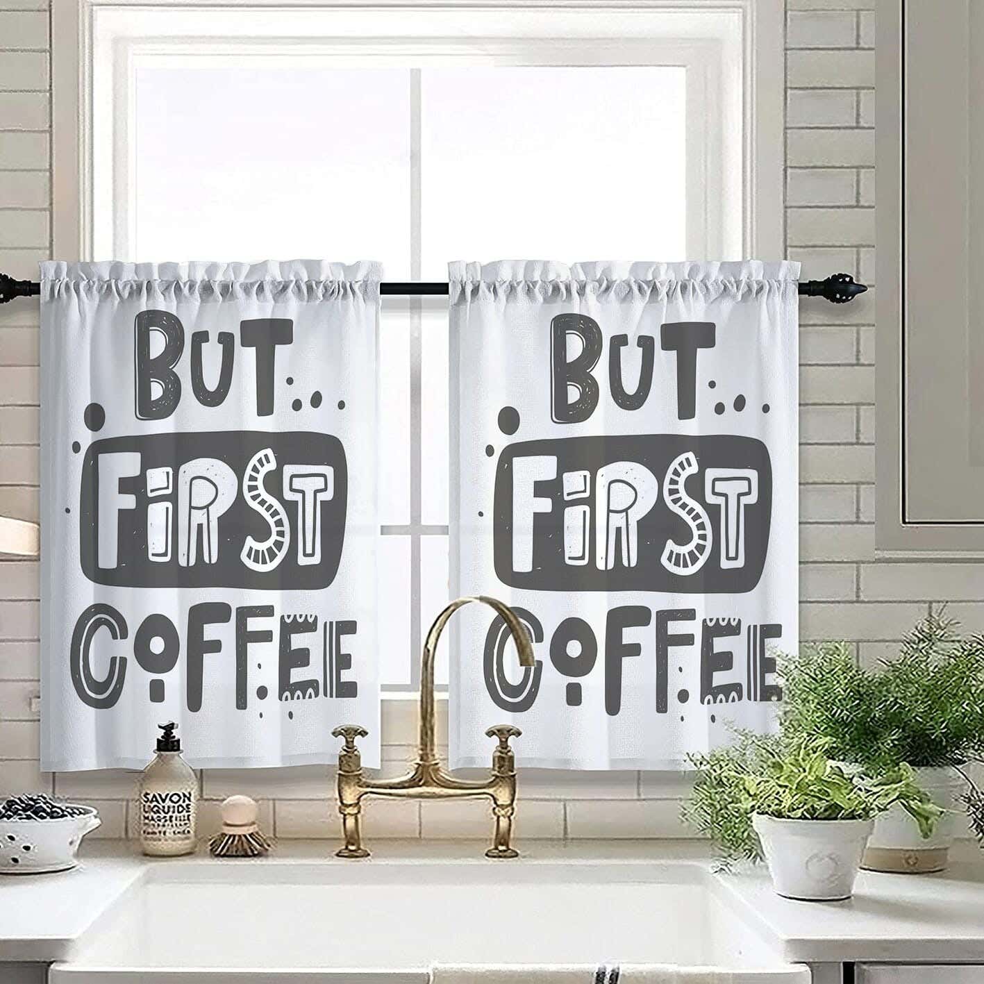 Velvet Kitchen Window Curtain, 2 Pieces, 145×100 Cm - Multicolor