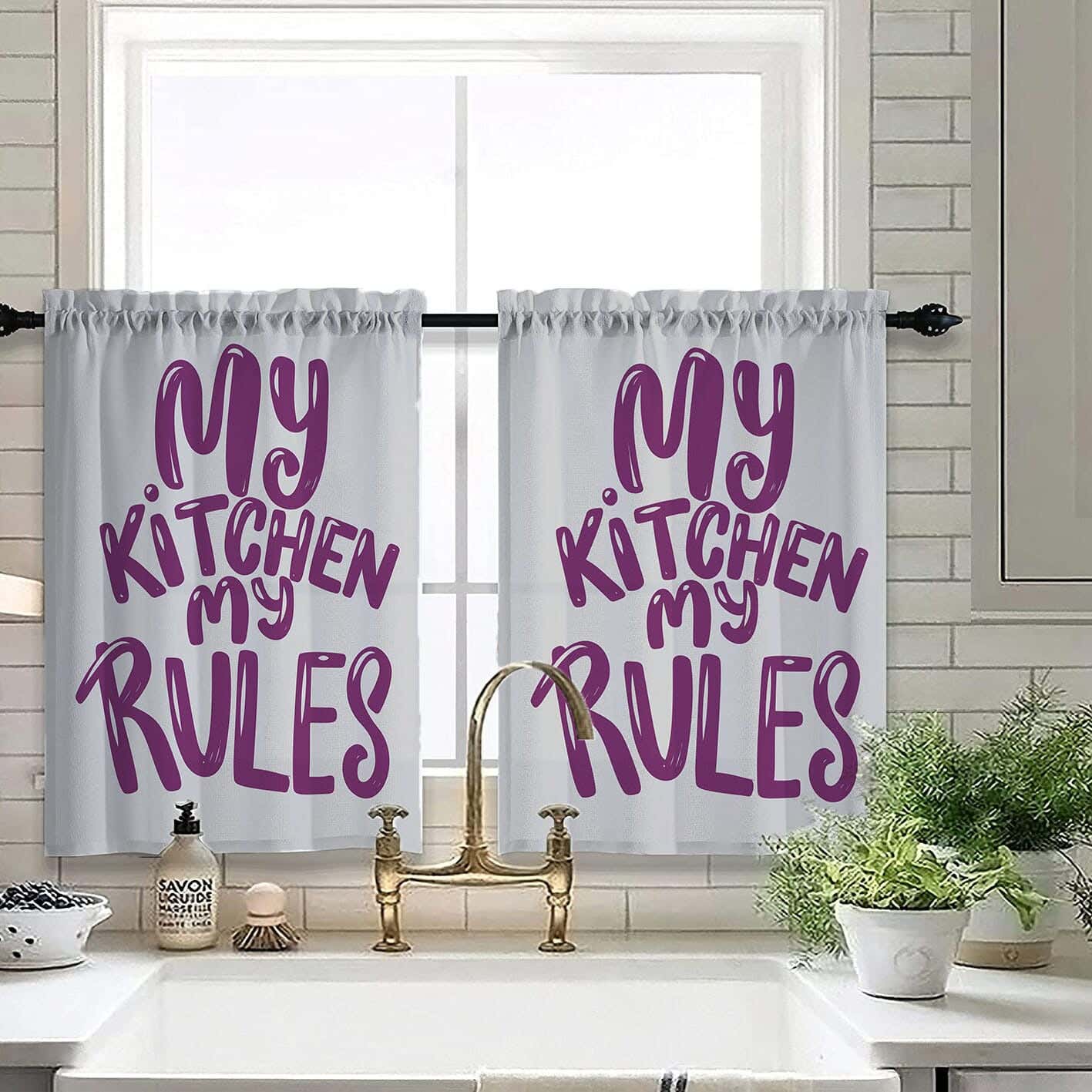Velvet Kitchen Window Curtain, 2 Pieces, 145×100 Cm - Multicolor
