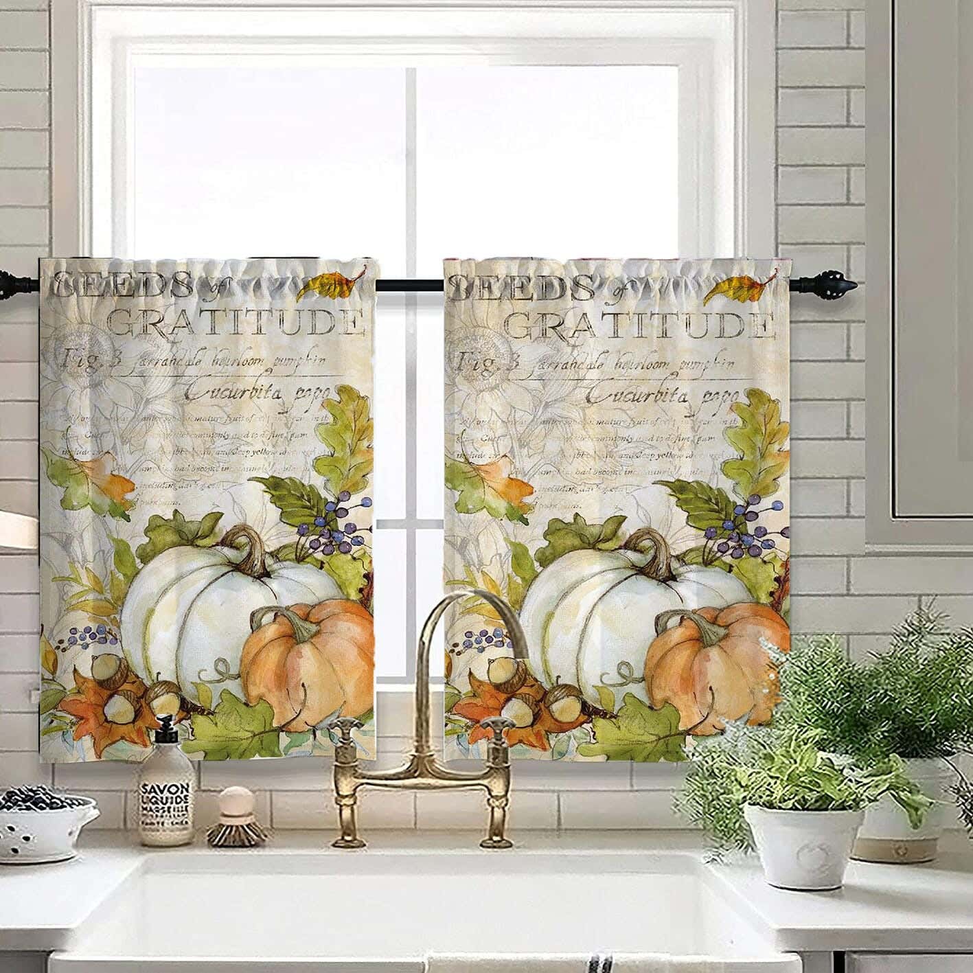 Velvet Kitchen Window Curtain, 2 Pieces, 145×100 Cm - Multicolor