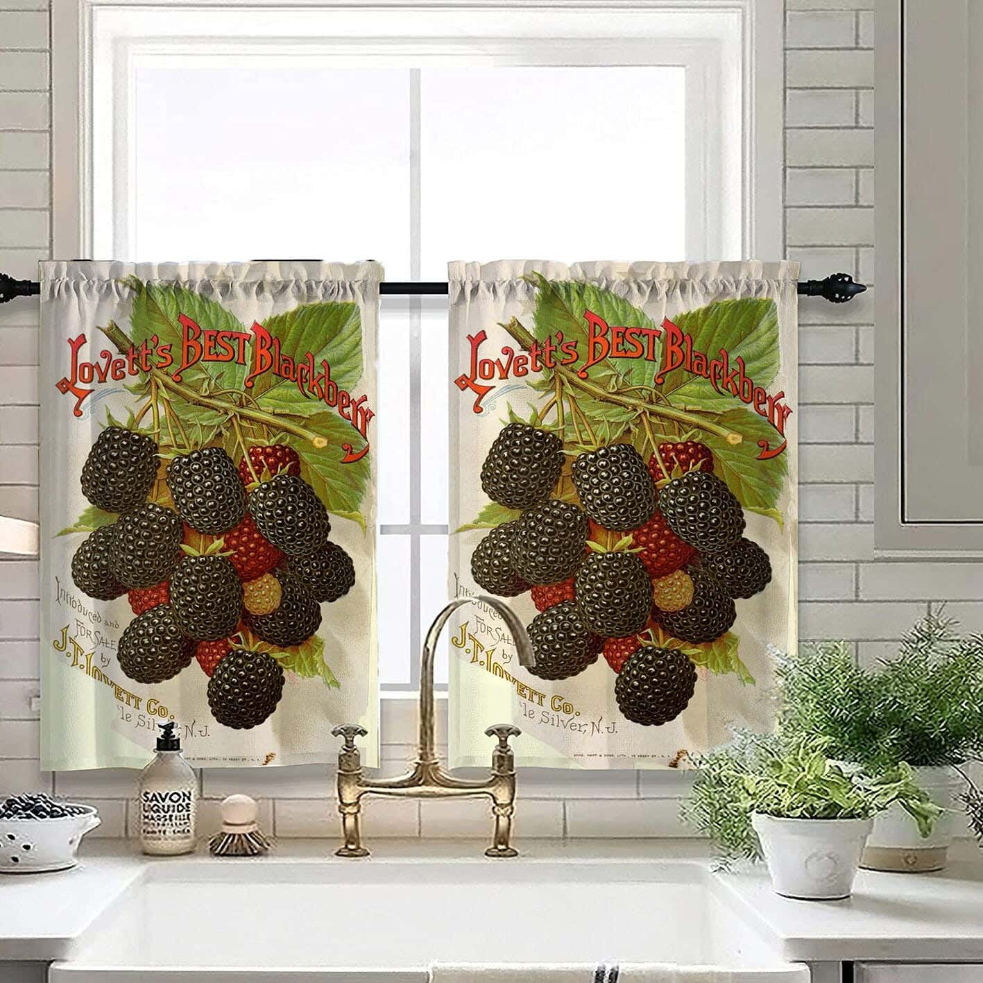 Velvet Kitchen Window Curtain, 2 Pieces, 145×100 Cm - Multicolor
