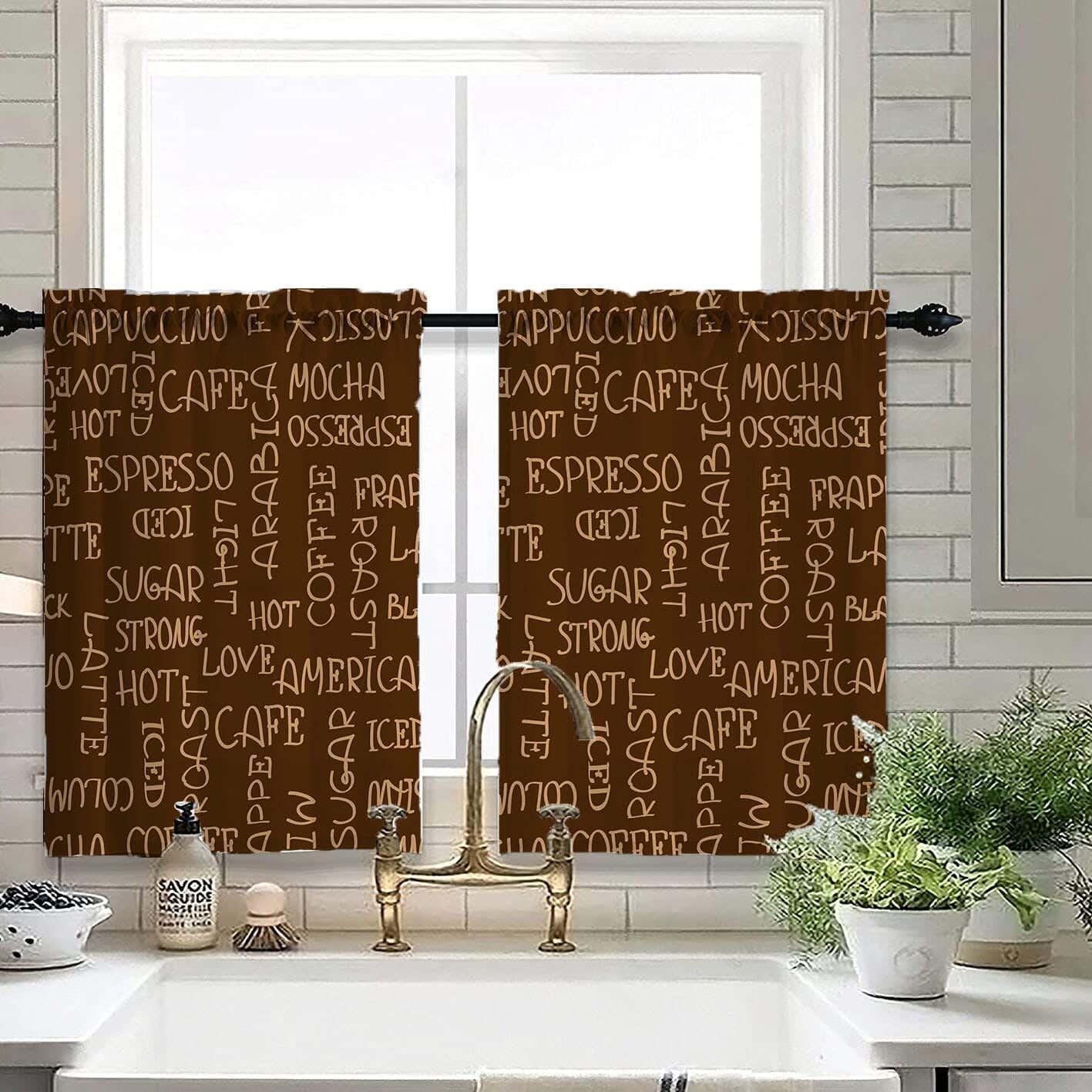 Velvet Kitchen Window Curtain, 2 Pieces, 145×100 Cm - Multicolor