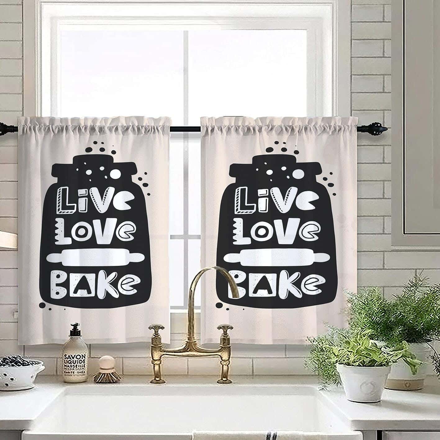 Velvet Kitchen Window Curtain, 2 Pieces, 145×100 Cm - Multicolor