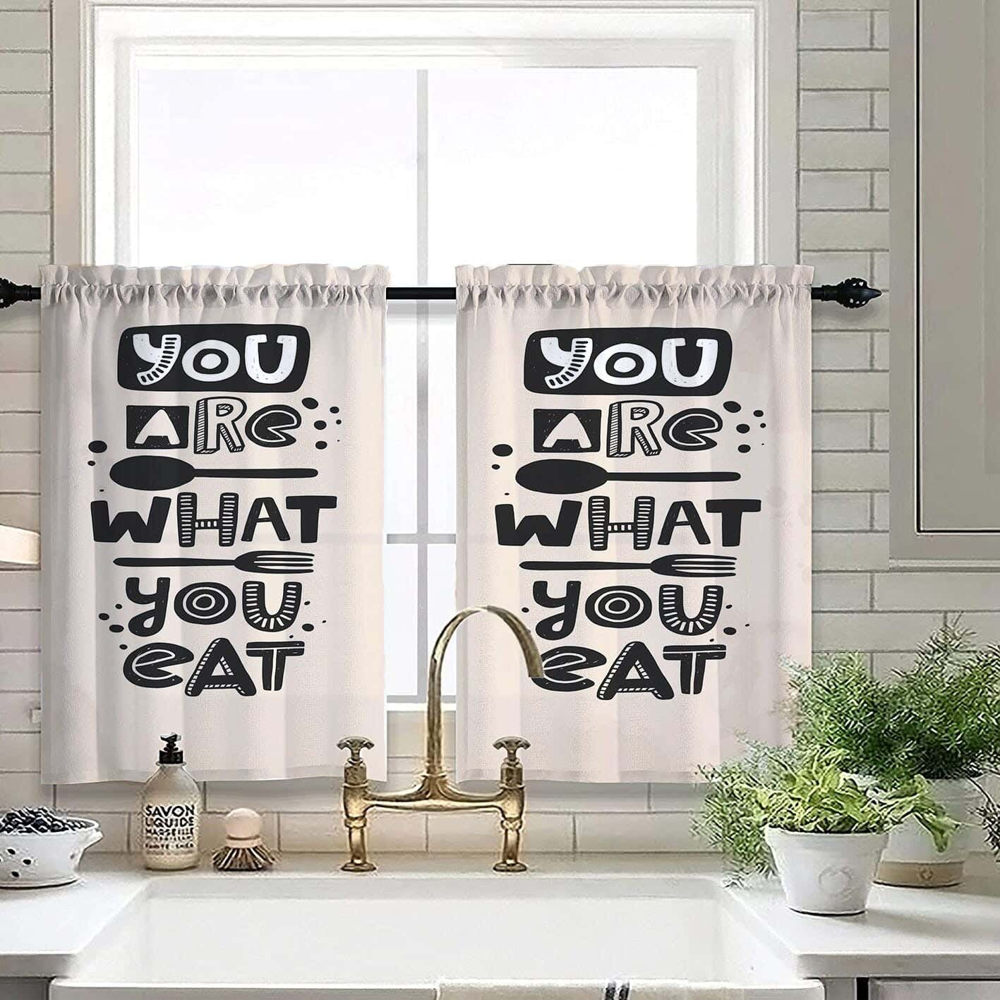 Velvet Kitchen Window Curtain, 2 Pieces, 145×100 Cm - Multicolor