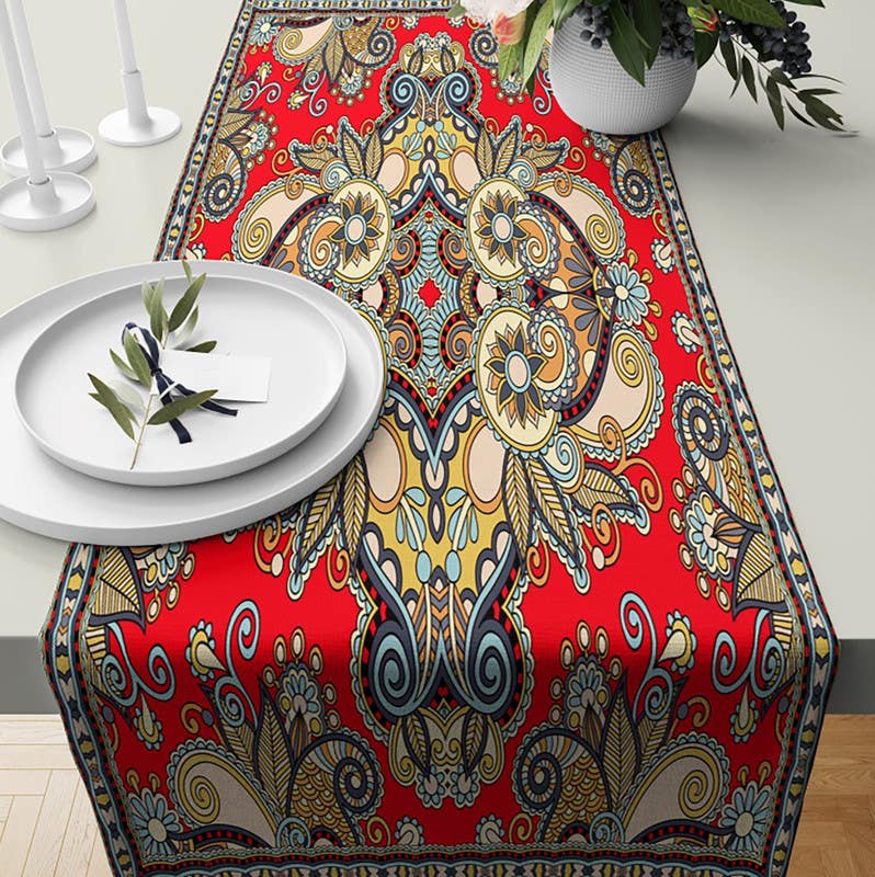 Velvet Runner Dinner Tablecloth, 45×150 cm - Multicolor