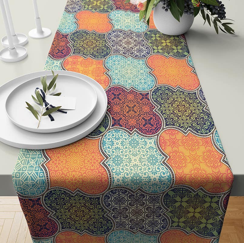 Velvet Runner Dinner Tablecloth, 45×150 cm - Multicolor