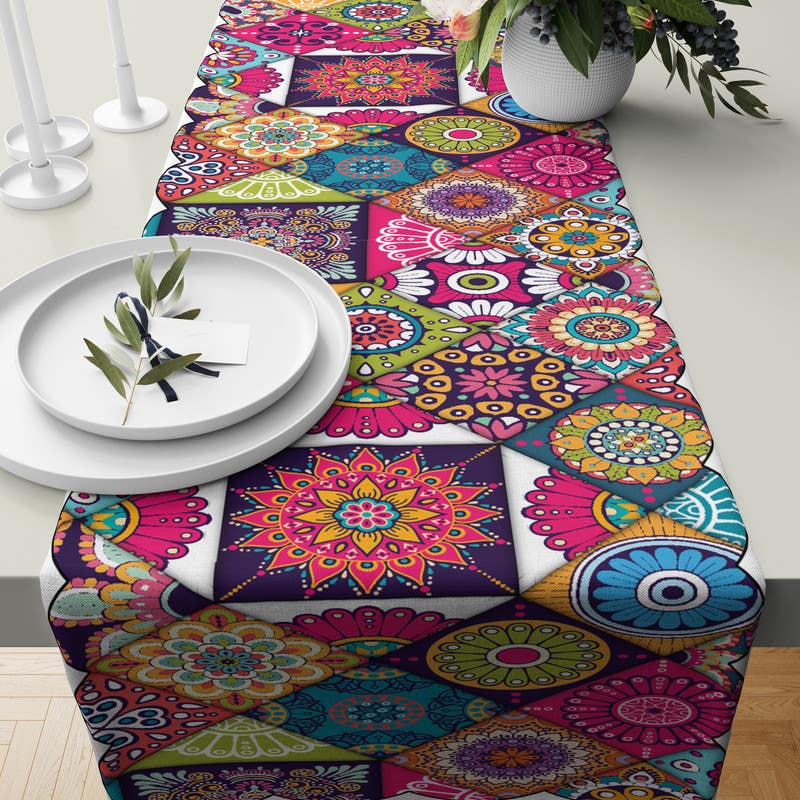 Velvet Runner Dinner Tablecloth, 45×150 cm - Multicolor