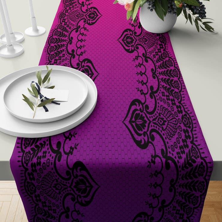 Velvet Runner Dinner Tablecloth, 45×150 cm - Multicolor
