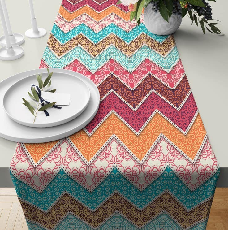 Velvet Runner Dinner Tablecloth, 45×150 cm - Multicolor