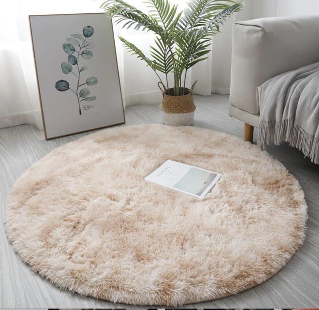 Fur Round Rug, 150×150 cm - Beige