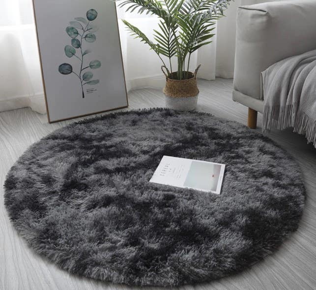 Fur Rug, 150×150 cm - Dark Grey