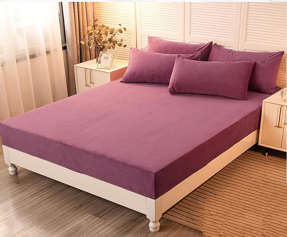 Velvet Mattress Cover Set, 3 Pieces, 240×240 cm - Cashmere