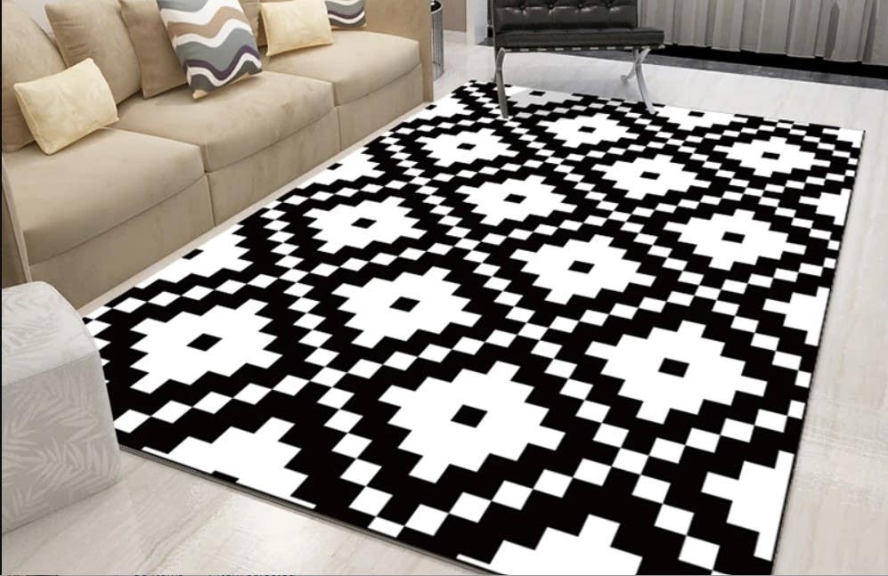 Velvet Rug, 160×230 cm - White Black