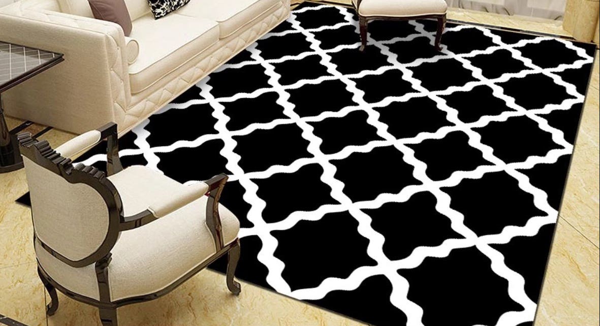 Velvet Rug, 160×230 cm - Black White