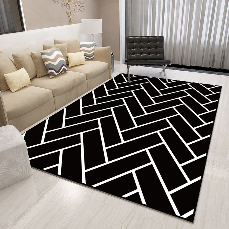 Velvet Rug, 160×230 cm - Black White