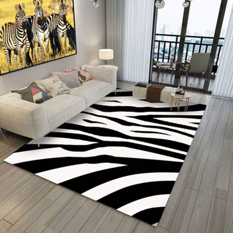 Velvet Rug, 160×230 cm - White Black
