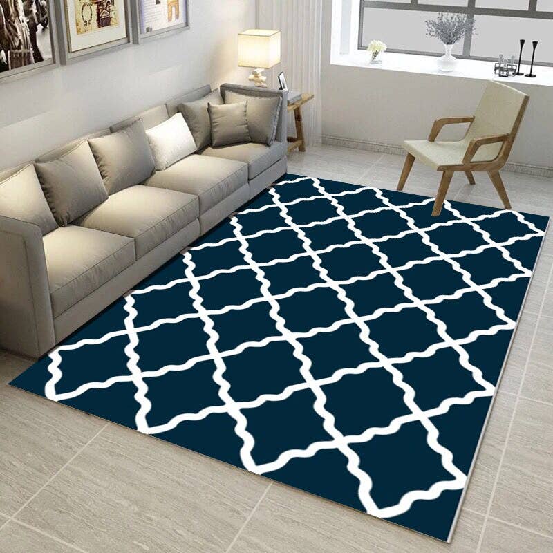 Velvet Rug, 160×230 cm - Navy White